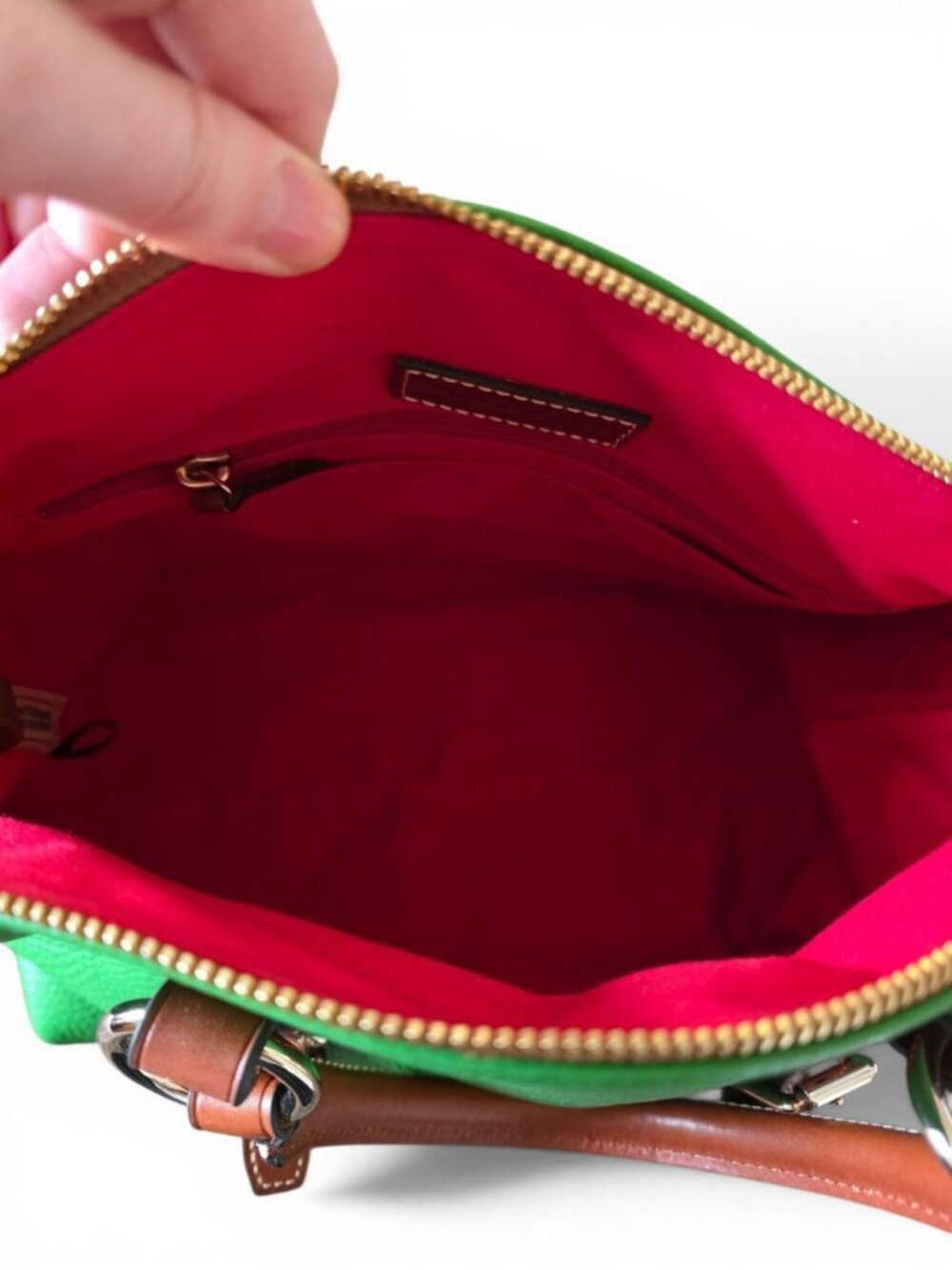 NWT Dooney & Bourke Bristol Satchel Kelly Green Pebble Leather Tassel Purse - Picture 6 of 16